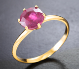 Золотое кольцо с насыщенным рубином 2,02 карата