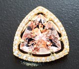 Кулон с морганитом 3,57 карата и бесцветными цирконами