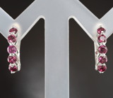 Замечательные cеребряные серьги с родолитами Серебро 925