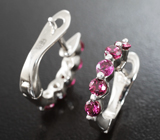 Замечательные cеребряные серьги с родолитами Серебро 925