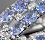 Стильные серебряные серьги с танзанитами Серебро 925