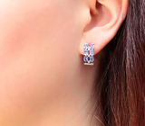 Стильные серебряные серьги с танзанитами Серебро 925