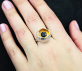 Оригинальное серебряное кольцо с насыщенно-синим сапфиром Серебро 925