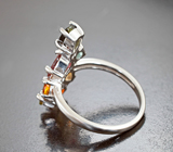 Яркое серебряное кольцо с разноцветными турмалинами Серебро 925