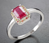 Великолепное серебряное кольцо с рубином и разноцветными сапфирами Серебро 925