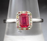 Великолепное серебряное кольцо с рубином и разноцветными сапфирами Серебро 925