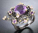 Серебряное кольцо с аметистами Серебро 925