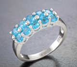 Стильное серебряное кольцо с голубыми апатитами Серебро 925