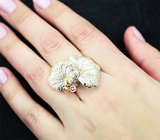 Оригинальное серебряное кольцо с лабораторными рубинами Серебро 925