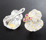 Оригинальные серебряные серьги с лабораторными рубинами Серебро 925