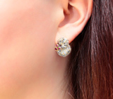 Оригинальные серебряные серьги с лабораторными рубинами Серебро 925