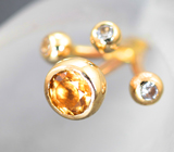 Крупный золотой кулон с резным матированным кварцем 26,46 карата, цаворитами и лейкосапфирами Золото