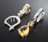 Замечательные серебряные серьги с цитринами Серебро 925