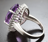 Шикарное серебряное кольцо с аметистом 11,4 карата и черными шпинелями Серебро 925