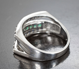 Стильное серебряное кольцо с изумрудами высоких характеристик и сапфирами Серебро 925