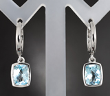 Стильные серебряные серьги с голубыми топазами Серебро 925