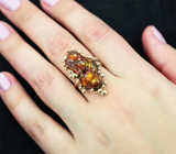 Золотое кольцо с мексиканским огненным агатом 7,29 карата