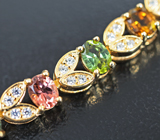 Праздничный серебряный браслет с разноцветными турмалинами Серебро 925