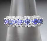 Великолепное серебряное кольцо с насыщенными танзанитами Серебро 925