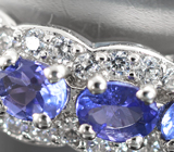 Великолепное серебряное кольцо с насыщенными танзанитами Серебро 925