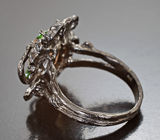 Серебряное кольцо с рутиловым топазом и диопсидами Серебро 925
