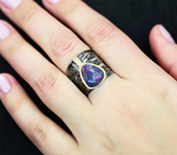 Серебряное кольцо с ограненным черным опалом Серебро 925