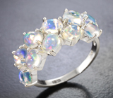 Эффектное серебряное кольцо с кристаллическими эфиопскими опалами Серебро 925