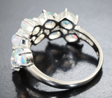 Эффектное серебряное кольцо с кристаллическими эфиопскими опалами Серебро 925