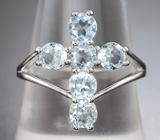 Оригинальное серебряное кольцо с аквамаринами Серебро 925