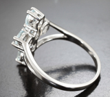 Оригинальное серебряное кольцо с аквамаринами Серебро 925