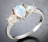 Элегантное серебряное кольцо с кристаллическими эфиопскими опалами Серебро 925