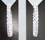 Стильные серебряные серьги с танзанитами Серебро 925