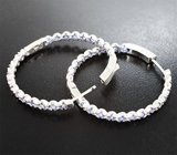 Стильные серебряные серьги с танзанитами Серебро 925