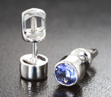 Золотые пусеты с яркими танзанитами высокой чистоты 0,87 карата Золото