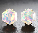 Золотые пусеты с ограненными эфиопскими опалами 2,51 карата Золото