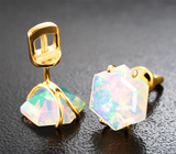 Золотые пусеты с ограненными эфиопскими опалами 2,51 карата Золото