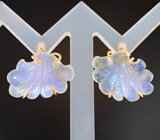 Золотые серьги с резным лунным камнем 29,78 карата