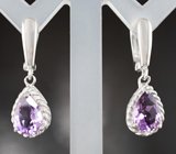 Замечательные cеребряные серьги с аметистами