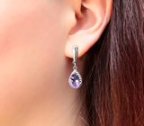 Замечательные cеребряные серьги с аметистами