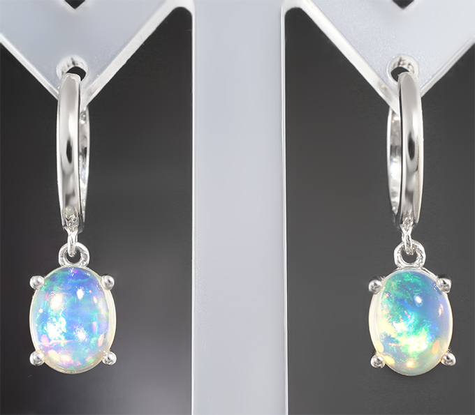 Стильные серебряные серьги с кристаллическими эфиопскими опалами