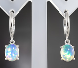 Стильные серебряные серьги с кристаллическими эфиопскими опалами Серебро 925