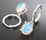 Стильные серебряные серьги с кристаллическими эфиопскими опалами Серебро 925