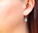 Стильные серебряные серьги с кристаллическими эфиопскими опалами Серебро 925