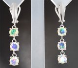 Симпатичные серебряные серьги с ограненными эфиопскими опалами