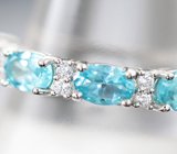 Стильное серебряное кольцо с голубыми апатитами