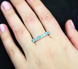 Стильное серебряное кольцо с голубыми апатитами