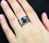 Серебряное кольцо с ограненным черным опалом 2,34 карата Серебро 925