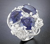 Серебряное кольцо с иолитами 14,17 карата Серебро 925
