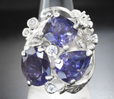 Серебряное кольцо с иолитами 14,17 карата Серебро 925