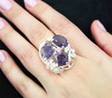 Серебряное кольцо с иолитами 14,17 карата Серебро 925